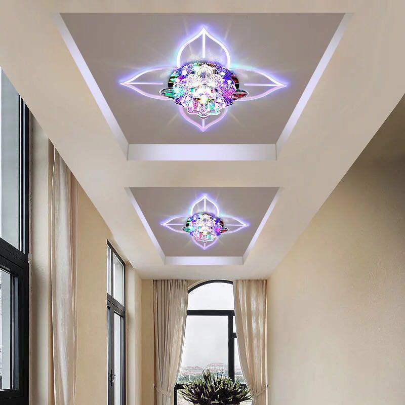 Contemporary Floral Flush Ceiling Light Crystal Corridor LED Flush Mount Lighting Fixture in Clear Clear Multi Color Clearhalo 'Ceiling Lights' 'Close To Ceiling Lights' 'Close to ceiling' 'Flush mount' Lighting' 2106961
