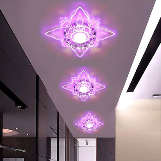 Blossom LED Flush Mount Light Simplicity Crystal Corridor Flush Mount Ceiling Light in Clear Clear Purple Clearhalo 'Ceiling Lights' 'Close To Ceiling Lights' 'Close to ceiling' 'Flush mount' Lighting' 2106968