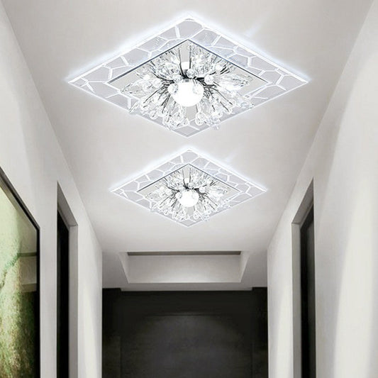 Modern Style Square Flush Light Crystal Hallway LED Flush Ceiling Light Fixture in Clear Clear White Clearhalo 'Ceiling Lights' 'Close To Ceiling Lights' 'Close to ceiling' 'Flush mount' Lighting' 2107006