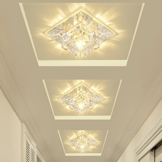 Square Flush Mount Lighting Minimalist Crystal Hallway LED Flush Mount Fixture in Clear Clear Warm Clearhalo 'Ceiling Lights' 'Close To Ceiling Lights' 'Close to ceiling' 'Flush mount' Lighting' 2107019