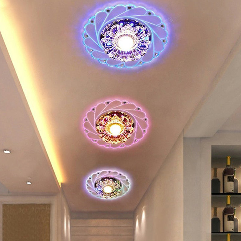 Clear Flower LED Flush Mount Light Simplicity Crystal Flush Mount Ceiling Light for Entryway Clearhalo 'Ceiling Lights' 'Close To Ceiling Lights' 'Close to ceiling' 'Flush mount' Lighting' 2107032