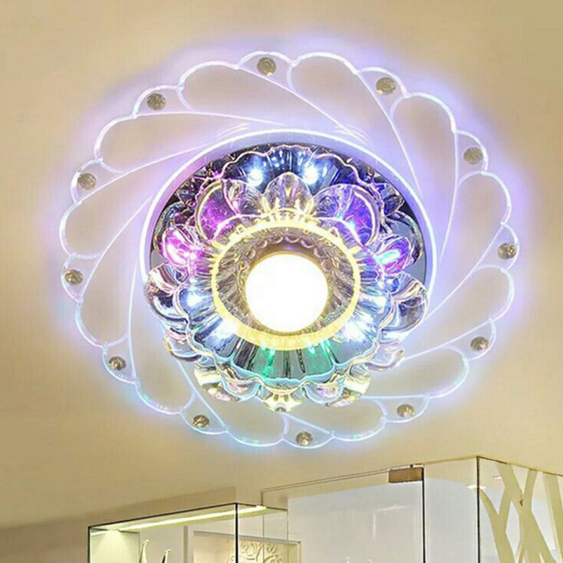 Clear Flower LED Flush Mount Light Simplicity Crystal Flush Mount Ceiling Light for Entryway Clearhalo 'Ceiling Lights' 'Close To Ceiling Lights' 'Close to ceiling' 'Flush mount' Lighting' 2107033