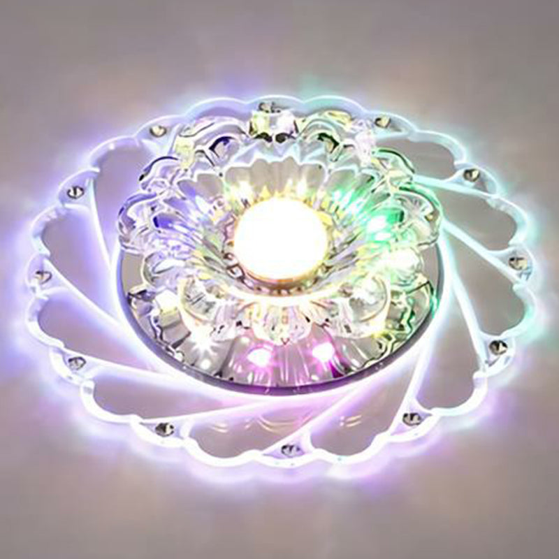 Clear Flower LED Flush Mount Light Simplicity Crystal Flush Mount Ceiling Light for Entryway Clear Multi Color Clearhalo 'Ceiling Lights' 'Close To Ceiling Lights' 'Close to ceiling' 'Flush mount' Lighting' 2107035