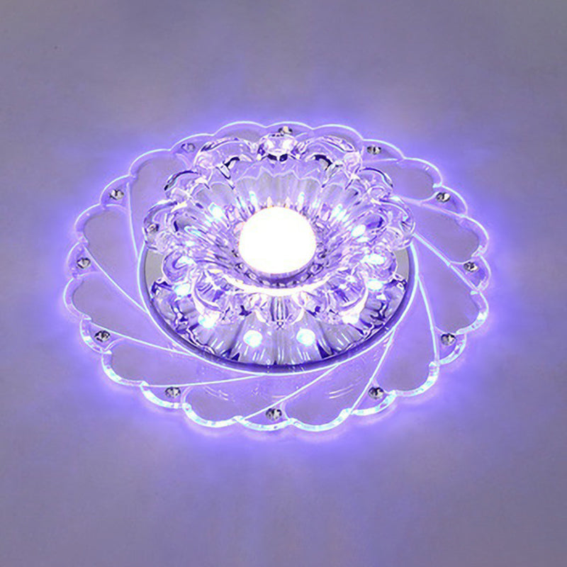 Clear Flower LED Flush Mount Light Simplicity Crystal Flush Mount Ceiling Light for Entryway Clear Blue Clearhalo 'Ceiling Lights' 'Close To Ceiling Lights' 'Close to ceiling' 'Flush mount' Lighting' 2107036