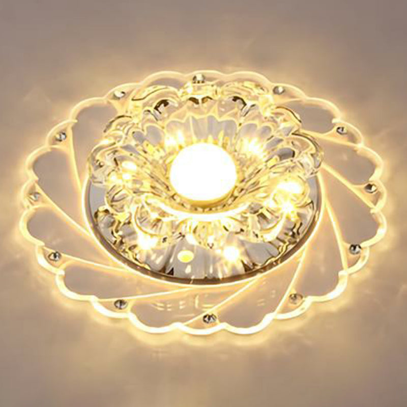 Clear Flower LED Flush Mount Light Simplicity Crystal Flush Mount Ceiling Light for Entryway Clear Warm Clearhalo 'Ceiling Lights' 'Close To Ceiling Lights' 'Close to ceiling' 'Flush mount' Lighting' 2107038