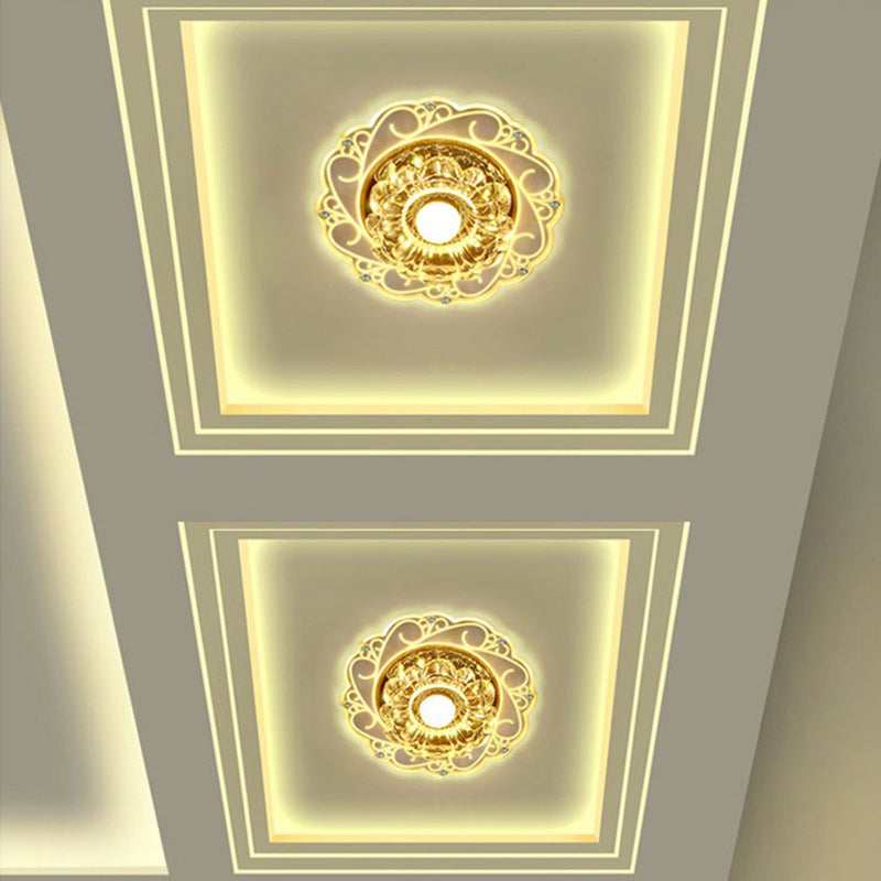 Floral Shape Hallway LED Flush Mount Crystal Modern Flushmount Ceiling Light in Clear Clearhalo 'Ceiling Lights' 'Close To Ceiling Lights' 'Close to ceiling' 'Flush mount' Lighting' 2107051