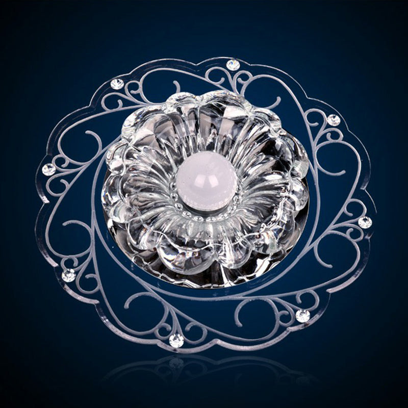 Floral Shape Hallway LED Flush Mount Crystal Modern Flushmount Ceiling Light in Clear Clearhalo 'Ceiling Lights' 'Close To Ceiling Lights' 'Close to ceiling' 'Flush mount' Lighting' 2107053