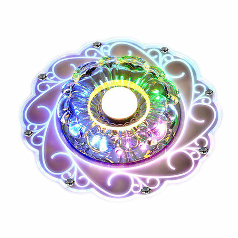 Floral Shape Hallway LED Flush Mount Crystal Modern Flushmount Ceiling Light in Clear Clearhalo 'Ceiling Lights' 'Close To Ceiling Lights' 'Close to ceiling' 'Flush mount' Lighting' 2107056