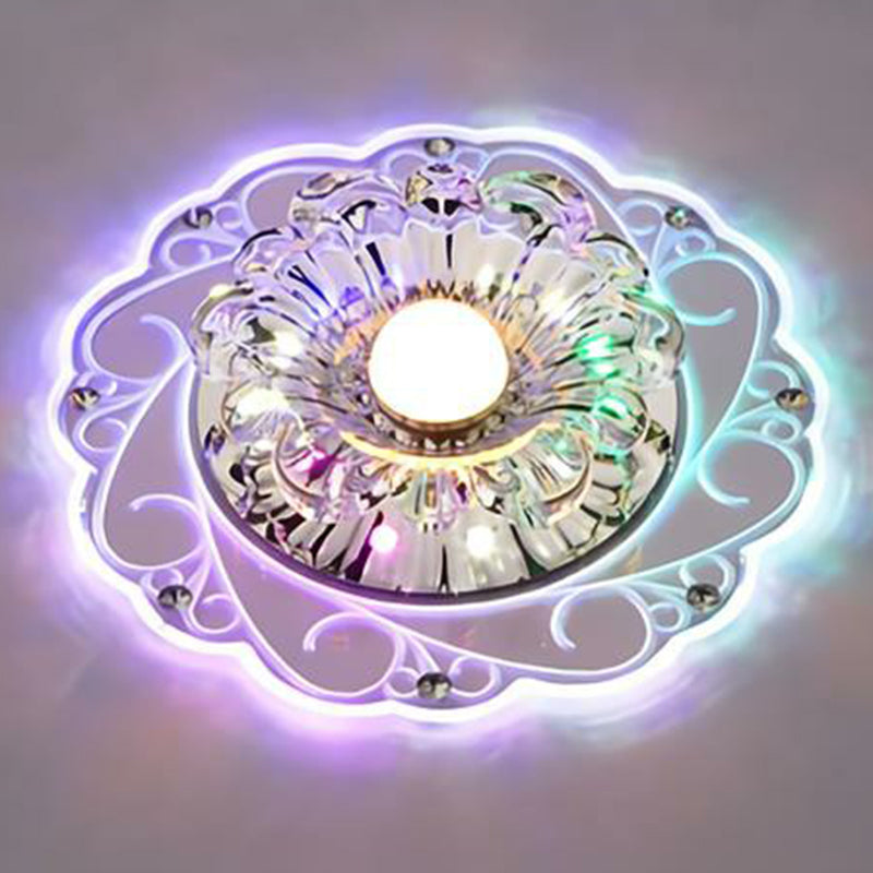 Floral Shape Hallway LED Flush Mount Crystal Modern Flushmount Ceiling Light in Clear Clear Multi Color Clearhalo 'Ceiling Lights' 'Close To Ceiling Lights' 'Close to ceiling' 'Flush mount' Lighting' 2107057