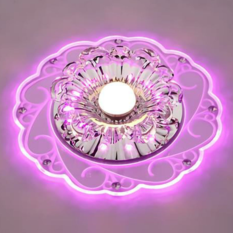 Floral Shape Hallway LED Flush Mount Crystal Modern Flushmount Ceiling Light in Clear Clear Purple Clearhalo 'Ceiling Lights' 'Close To Ceiling Lights' 'Close to ceiling' 'Flush mount' Lighting' 2107058