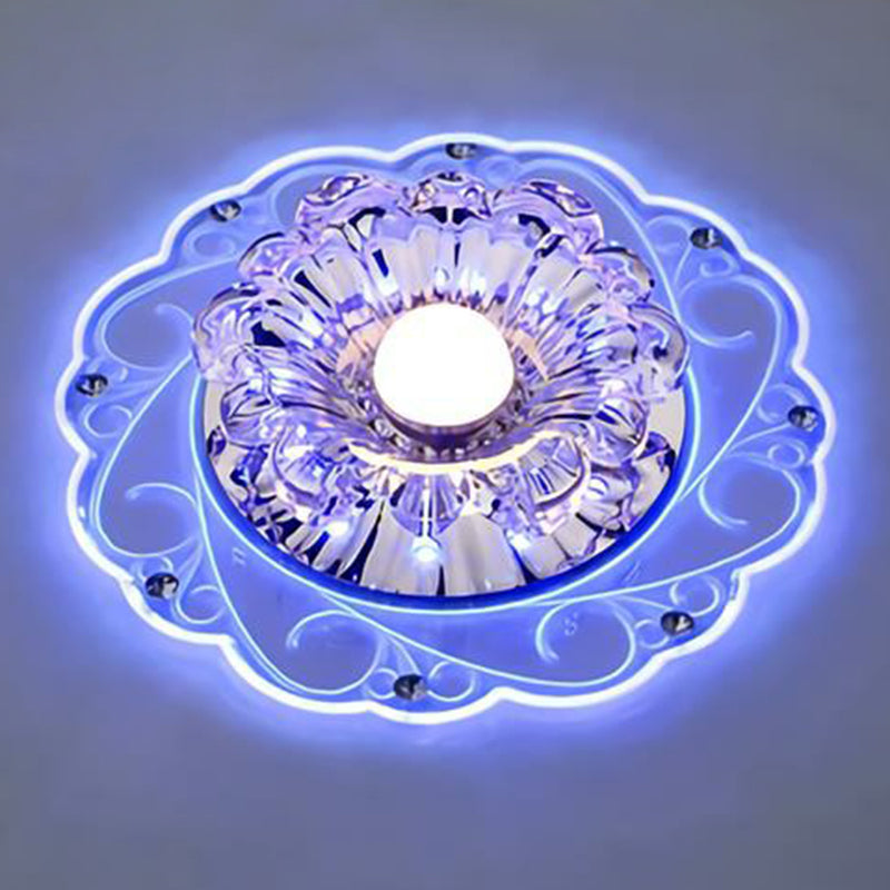 Floral Shape Hallway LED Flush Mount Crystal Modern Flushmount Ceiling Light in Clear Clear Blue Clearhalo 'Ceiling Lights' 'Close To Ceiling Lights' 'Close to ceiling' 'Flush mount' Lighting' 2107059