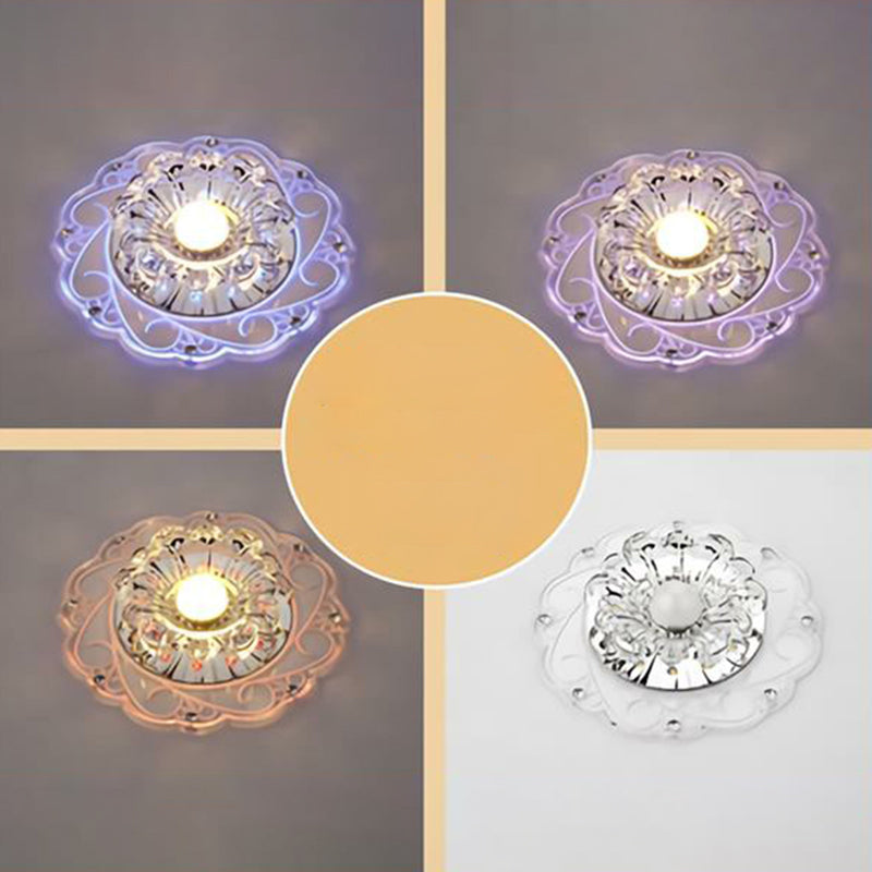 Floral Shape Hallway LED Flush Mount Crystal Modern Flushmount Ceiling Light in Clear Clear 6 Color Clearhalo 'Ceiling Lights' 'Close To Ceiling Lights' 'Close to ceiling' 'Flush mount' Lighting' 2107060