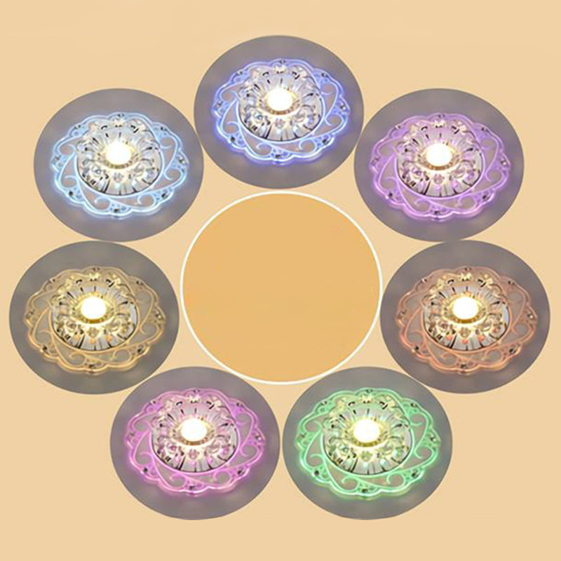 Floral Shape Hallway LED Flush Mount Crystal Modern Flushmount Ceiling Light in Clear Clear 7 Color Clearhalo 'Ceiling Lights' 'Close To Ceiling Lights' 'Close to ceiling' 'Flush mount' Lighting' 2107061