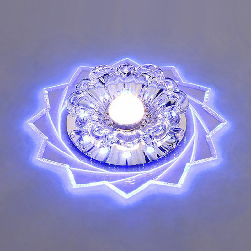 Crystal Floral Flush Light Modern Style Clear LED Flush Ceiling Light Fixture for Hallway Clear Blue Clearhalo 'Ceiling Lights' 'Close To Ceiling Lights' 'Close to ceiling' 'Flush mount' Lighting' 2107084