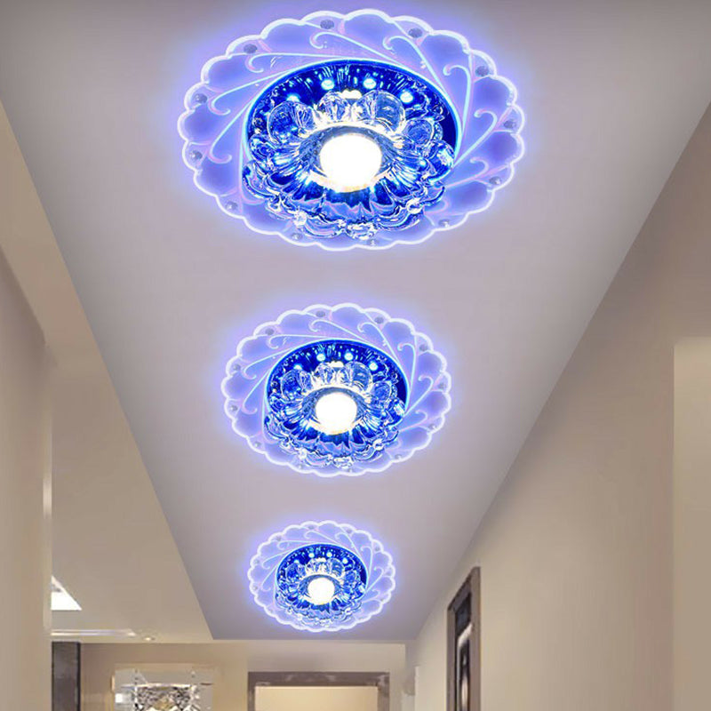 Floral Crystal Flush Ceiling Light Contemporary Clear LED Flush Mount Lighting Fixture for Foyer Clear Blue Clearhalo 'Ceiling Lights' 'Close To Ceiling Lights' 'Close to ceiling' 'Flush mount' Lighting' 2107099