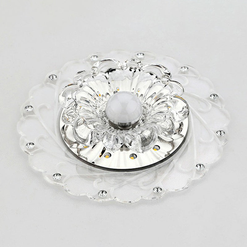 Floral Crystal Flush Ceiling Light Contemporary Clear LED Flush Mount Lighting Fixture for Foyer Clearhalo 'Ceiling Lights' 'Close To Ceiling Lights' 'Close to ceiling' 'Flush mount' Lighting' 2107101