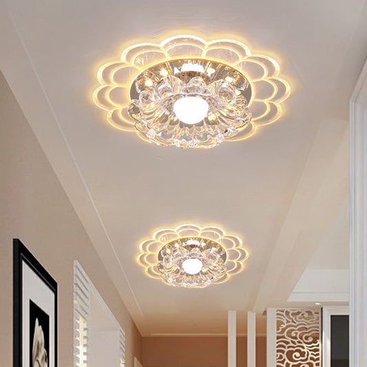 Clear Blossom LED Flush Mount Modern Crystal Flushmount Ceiling Light for Entryway Clearhalo 'Ceiling Lights' 'Close To Ceiling Lights' 'Close to ceiling' 'Flush mount' Lighting' 2107103