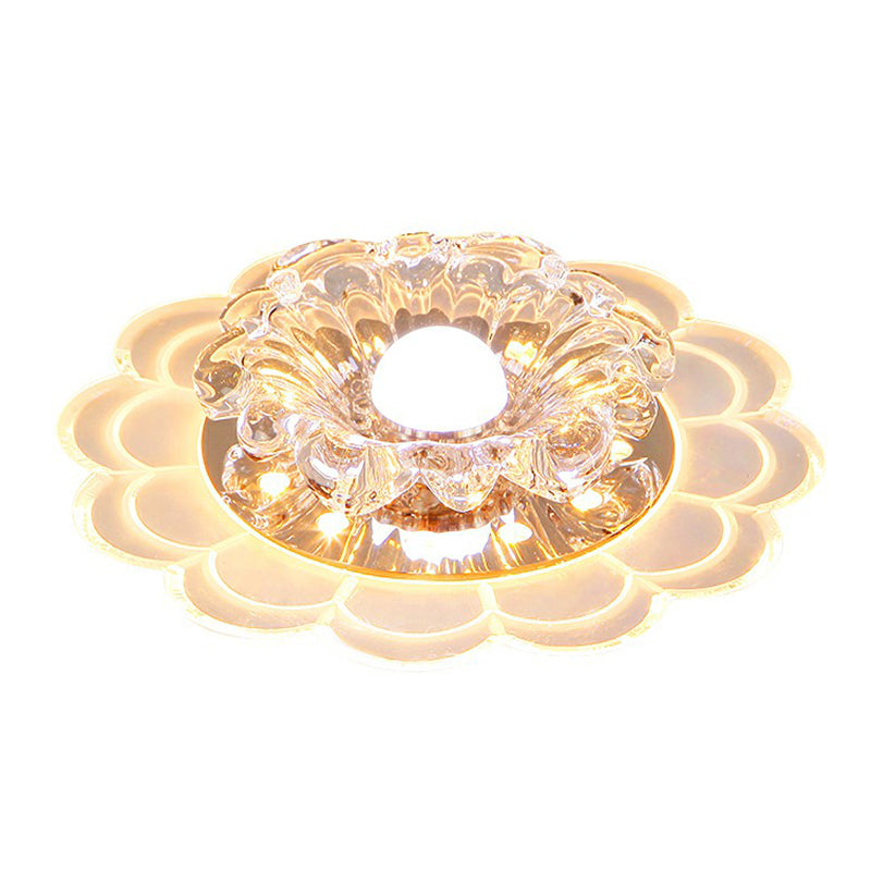 Clear Blossom LED Flush Mount Modern Crystal Flushmount Ceiling Light for Entryway Clearhalo 'Ceiling Lights' 'Close To Ceiling Lights' 'Close to ceiling' 'Flush mount' Lighting' 2107104