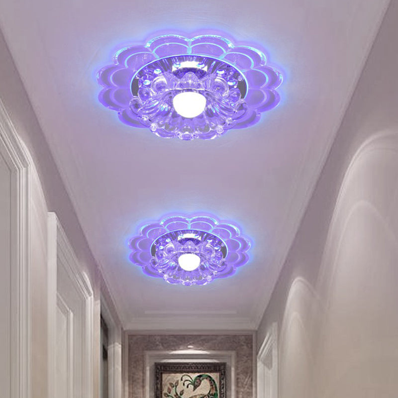 Clear Blossom LED Flush Mount Modern Crystal Flushmount Ceiling Light for Entryway Clear Blue Clearhalo 'Ceiling Lights' 'Close To Ceiling Lights' 'Close to ceiling' 'Flush mount' Lighting' 2107105