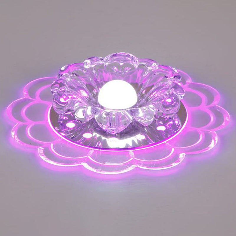 Clear Blossom LED Flush Mount Modern Crystal Flushmount Ceiling Light for Entryway Clear Purple Clearhalo 'Ceiling Lights' 'Close To Ceiling Lights' 'Close to ceiling' 'Flush mount' Lighting' 2107107