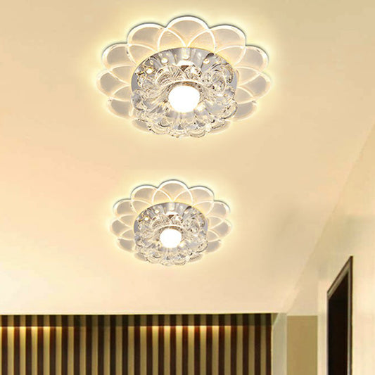 Floral Flush Ceiling Light Contemporary Crystal Clear LED Flush Mount Lighting Fixture Clear Warm Clearhalo 'Ceiling Lights' 'Close To Ceiling Lights' 'Close to ceiling' 'Flush mount' Lighting' 2107109