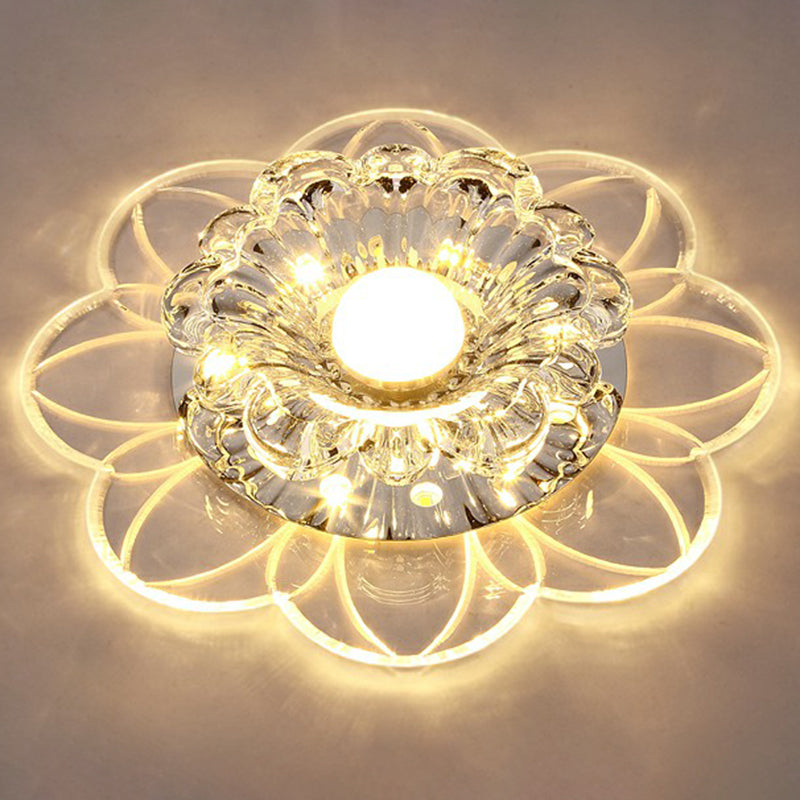 Flower Corridor LED Flush Mount Light Crystal Simplicity Flush Mount Ceiling Light in Clear Clear Warm Clearhalo 'Ceiling Lights' 'Close To Ceiling Lights' 'Close to ceiling' 'Flush mount' Lighting' 2107115