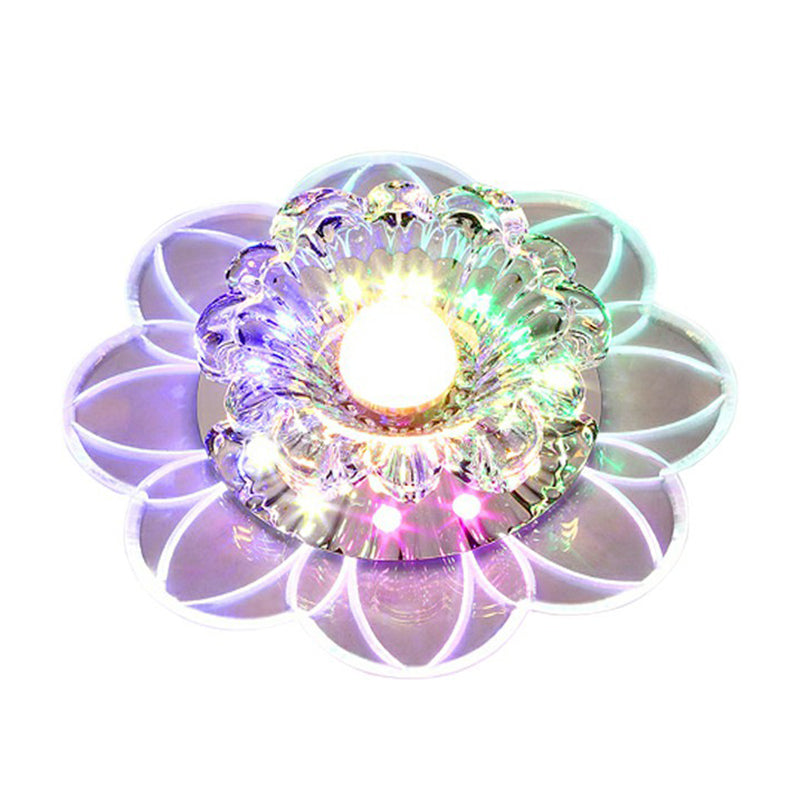 Flower Corridor LED Flush Mount Light Crystal Simplicity Flush Mount Ceiling Light in Clear Clearhalo 'Ceiling Lights' 'Close To Ceiling Lights' 'Close to ceiling' 'Flush mount' Lighting' 2107117