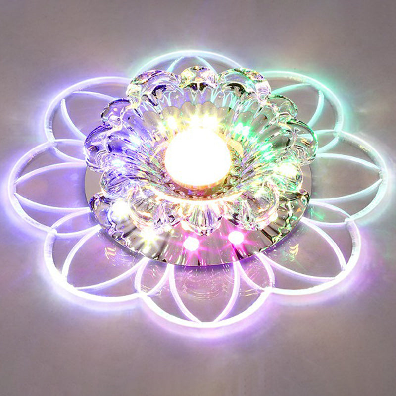 Flower Corridor LED Flush Mount Light Crystal Simplicity Flush Mount Ceiling Light in Clear Clear Multi Color Clearhalo 'Ceiling Lights' 'Close To Ceiling Lights' 'Close to ceiling' 'Flush mount' Lighting' 2107118