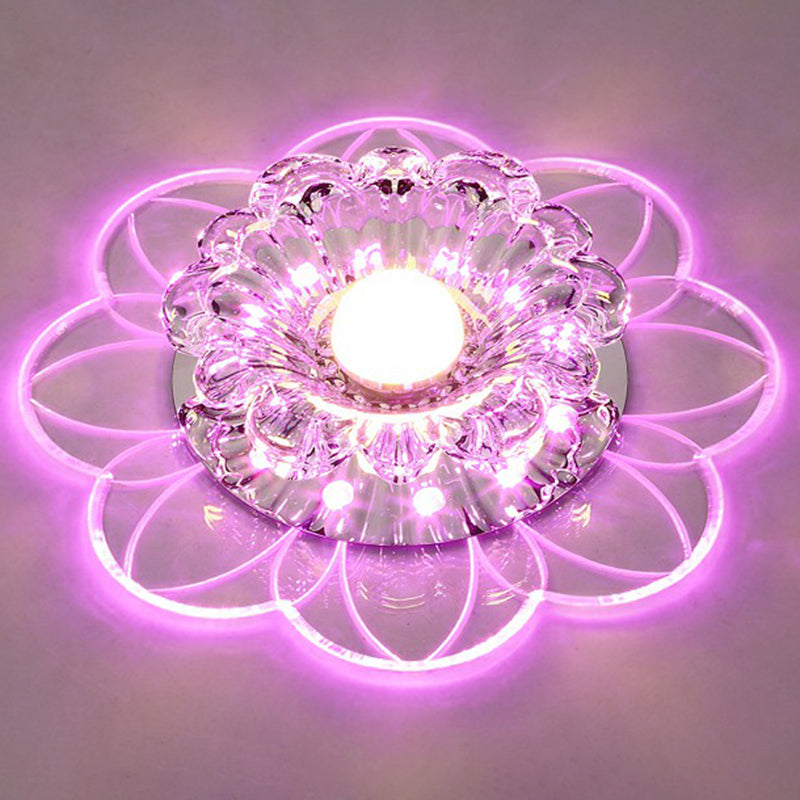 Flower Corridor LED Flush Mount Light Crystal Simplicity Flush Mount Ceiling Light in Clear Clear 5w Pink Clearhalo 'Ceiling Lights' 'Close To Ceiling Lights' 'Close to ceiling' 'Flush mount' Lighting' 2107120