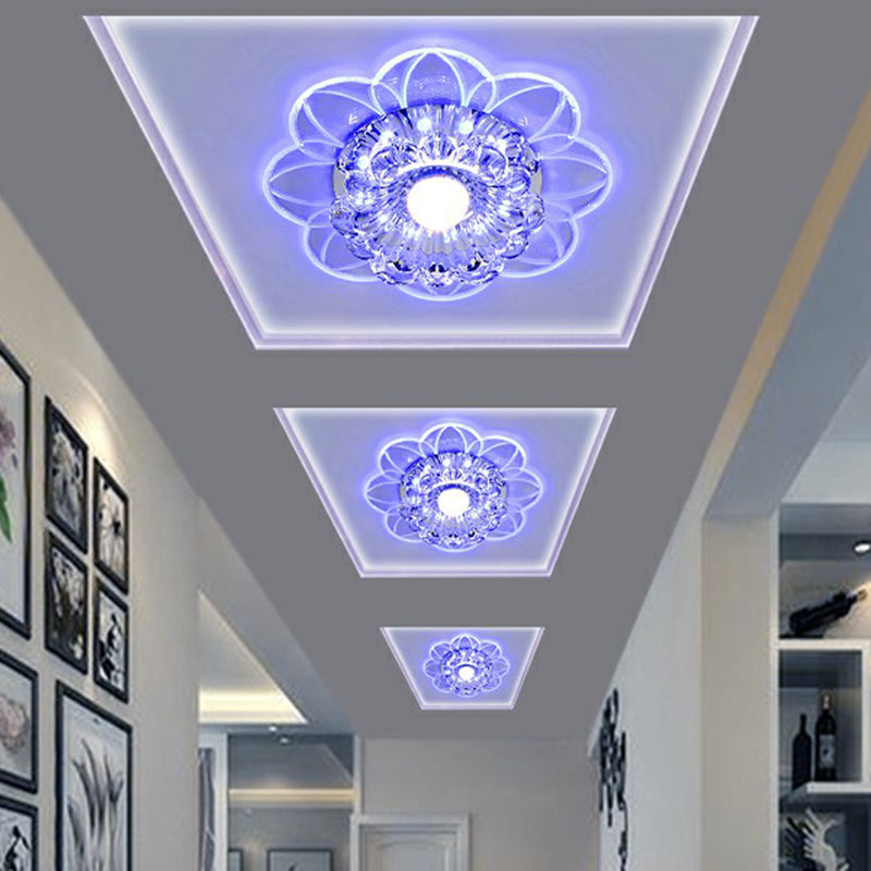 Flower Corridor LED Flush Mount Light Crystal Simplicity Flush Mount Ceiling Light in Clear Clearhalo 'Ceiling Lights' 'Close To Ceiling Lights' 'Close to ceiling' 'Flush mount' Lighting' 2107121