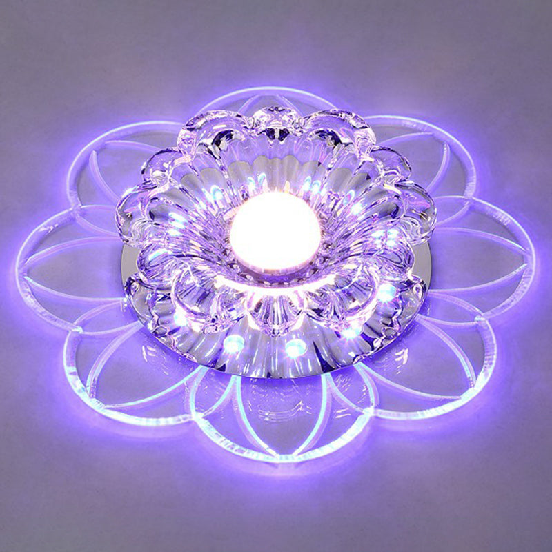 Flower Corridor LED Flush Mount Light Crystal Simplicity Flush Mount Ceiling Light in Clear Clear 5w Blue Clearhalo 'Ceiling Lights' 'Close To Ceiling Lights' 'Close to ceiling' 'Flush mount' Lighting' 2107122