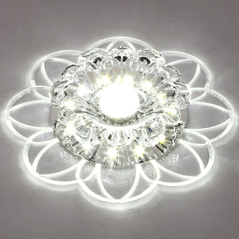 Flower Corridor LED Flush Mount Light Crystal Simplicity Flush Mount Ceiling Light in Clear Clear White Clearhalo 'Ceiling Lights' 'Close To Ceiling Lights' 'Close to ceiling' 'Flush mount' Lighting' 2107123