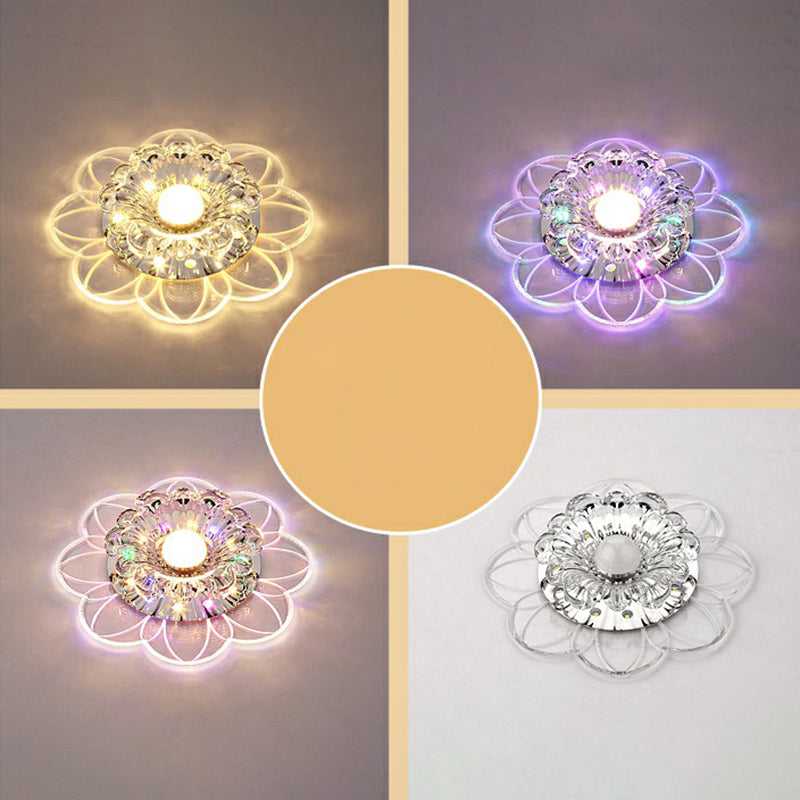 Flower Corridor LED Flush Mount Light Crystal Simplicity Flush Mount Ceiling Light in Clear Clear Third Gear Clearhalo 'Ceiling Lights' 'Close To Ceiling Lights' 'Close to ceiling' 'Flush mount' Lighting' 2107124