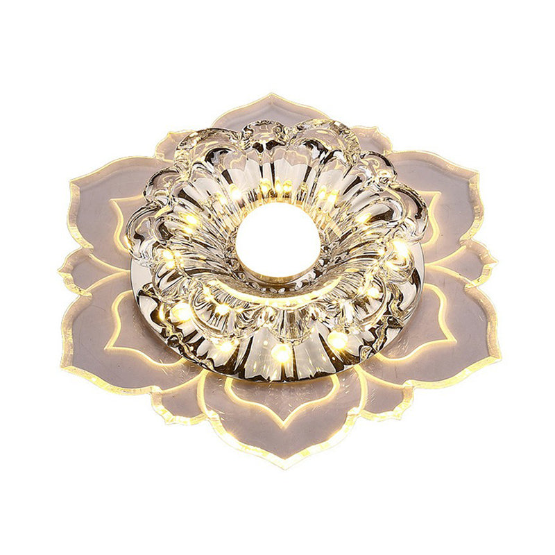 Crystal Flower Shaped LED Flush Mount Modern Clear Flushmount Ceiling Light for Entryway Clearhalo 'Ceiling Lights' 'Close To Ceiling Lights' 'Close to ceiling' 'Flush mount' Lighting' 2107144