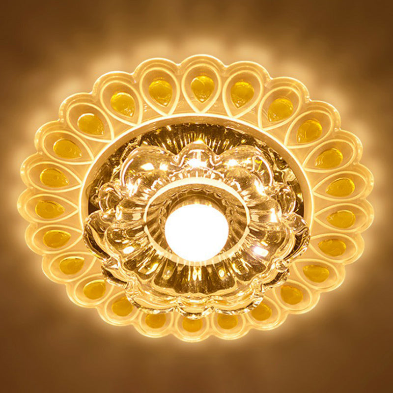 Blossoming Flower Entryway Flush Mount Lighting Crystal Minimalist LED Flush Mount Fixture in Clear Clear Warm Clearhalo 'Ceiling Lights' 'Close To Ceiling Lights' 'Close to ceiling' 'Flush mount' Lighting' 2107180