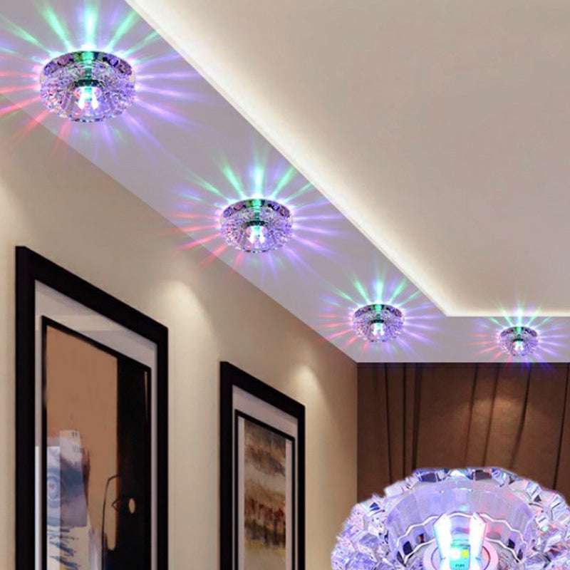 Floral Flush Ceiling Light Contemporary Crystal Corridor LED Flush Mount Lighting Fixture in Clear Clear Multi Color Clearhalo 'Ceiling Lights' 'Close To Ceiling Lights' 'Close to ceiling' 'Flush mount' Lighting' 2107196