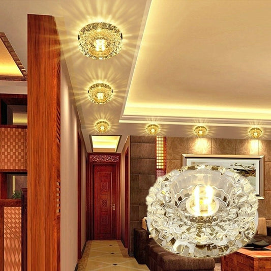 Floral Flush Ceiling Light Contemporary Crystal Corridor LED Flush Mount Lighting Fixture in Clear Clear Warm Clearhalo 'Ceiling Lights' 'Close To Ceiling Lights' 'Close to ceiling' 'Flush mount' Lighting' 2107198