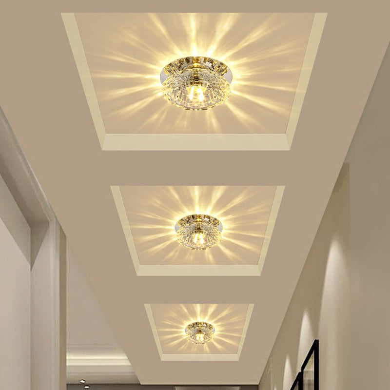 Floral Flush Ceiling Light Contemporary Crystal Corridor LED Flush Mount Lighting Fixture in Clear Clearhalo 'Ceiling Lights' 'Close To Ceiling Lights' 'Close to ceiling' 'Flush mount' Lighting' 2107199