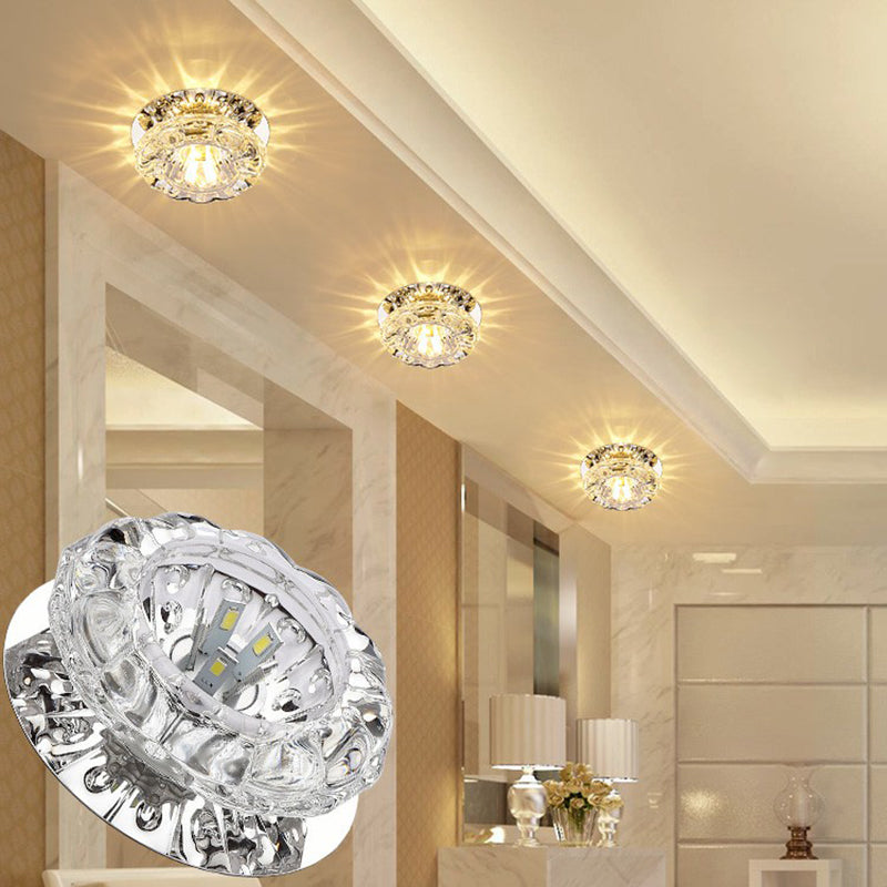 Crystal Flower LED Flush Mount Light Simplicity Clear Flush Mount Ceiling Light for Hallway Clearhalo 'Ceiling Lights' 'Close To Ceiling Lights' 'Close to ceiling' 'Flush mount' Lighting' 2107206