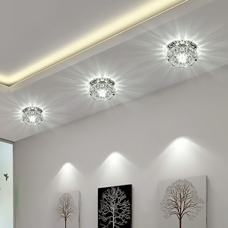 Crystal Flower LED Flush Mount Light Simplicity Clear Flush Mount Ceiling Light for Hallway Clear White Clearhalo 'Ceiling Lights' 'Close To Ceiling Lights' 'Close to ceiling' 'Flush mount' Lighting' 2107207