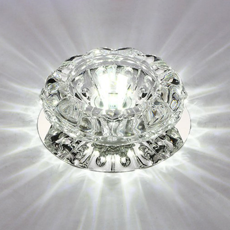 Crystal Flower LED Flush Mount Light Simplicity Clear Flush Mount Ceiling Light for Hallway Clearhalo 'Ceiling Lights' 'Close To Ceiling Lights' 'Close to ceiling' 'Flush mount' Lighting' 2107208