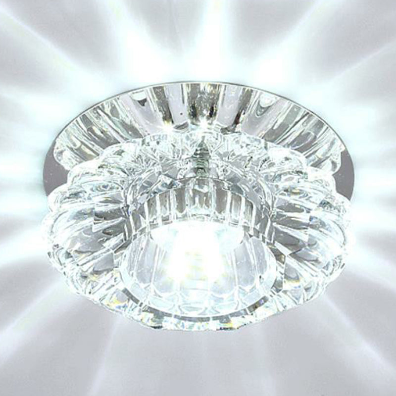 Flower Shade LED Flush Mount Modern Crystal Clear Flushmount Ceiling Light for Corridor Clear White Clearhalo 'Ceiling Lights' 'Close To Ceiling Lights' 'Close to ceiling' 'Flush mount' Lighting' 2107234