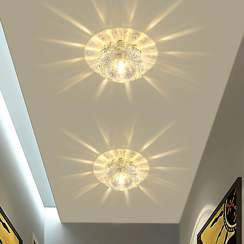 Blossom Shade Hallway Flush Ceiling Light Crystal Contemporary LED Flush Mount Lighting Fixture in Clear Clearhalo 'Ceiling Lights' 'Close To Ceiling Lights' 'Close to ceiling' 'Flush mount' Lighting' 2107238