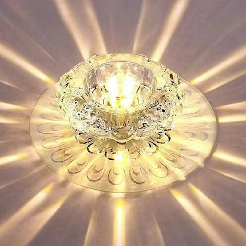 Blossom Shade Hallway Flush Ceiling Light Crystal Contemporary LED Flush Mount Lighting Fixture in Clear Clearhalo 'Ceiling Lights' 'Close To Ceiling Lights' 'Close to ceiling' 'Flush mount' Lighting' 2107239