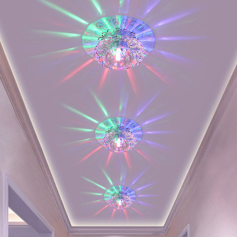 Blossom Shade Hallway Flush Ceiling Light Crystal Contemporary LED Flush Mount Lighting Fixture in Clear Clear Multi Color Clearhalo 'Ceiling Lights' 'Close To Ceiling Lights' 'Close to ceiling' 'Flush mount' Lighting' 2107240