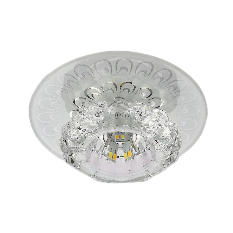 Blossom Shade Hallway Flush Ceiling Light Crystal Contemporary LED Flush Mount Lighting Fixture in Clear Clearhalo 'Ceiling Lights' 'Close To Ceiling Lights' 'Close to ceiling' 'Flush mount' Lighting' 2107242