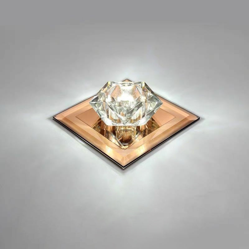 Gem Shaped Foyer LED Flush Mount Light Crystal Simplicity Flush Mount Ceiling Light Tan 5.5" White Clearhalo 'Ceiling Lights' 'Close To Ceiling Lights' 'Close to ceiling' 'Flush mount' Lighting' 2107295