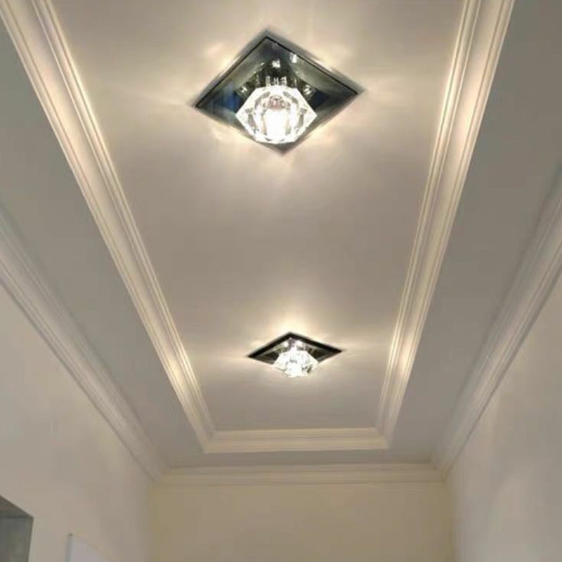 Gem Shaped Foyer LED Flush Mount Light Crystal Simplicity Flush Mount Ceiling Light Clearhalo 'Ceiling Lights' 'Close To Ceiling Lights' 'Close to ceiling' 'Flush mount' Lighting' 2107298