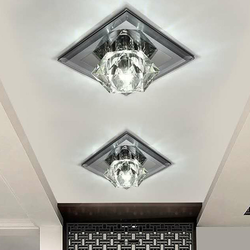 Gem Shaped Foyer LED Flush Mount Light Crystal Simplicity Flush Mount Ceiling Light Clearhalo 'Ceiling Lights' 'Close To Ceiling Lights' 'Close to ceiling' 'Flush mount' Lighting' 2107301