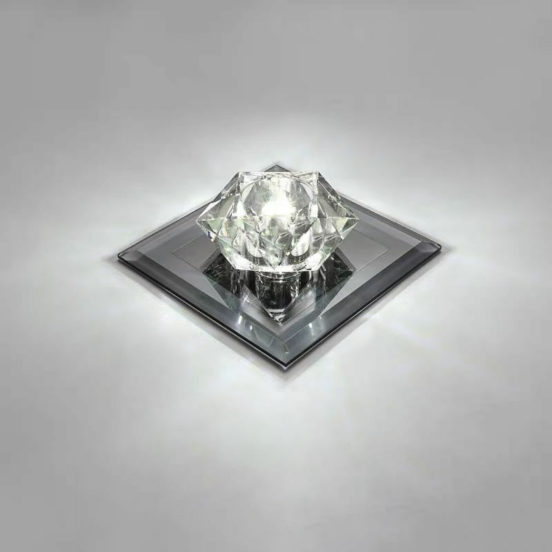 Gem Shaped Foyer LED Flush Mount Light Crystal Simplicity Flush Mount Ceiling Light Black 5.5" White Clearhalo 'Ceiling Lights' 'Close To Ceiling Lights' 'Close to ceiling' 'Flush mount' Lighting' 2107302